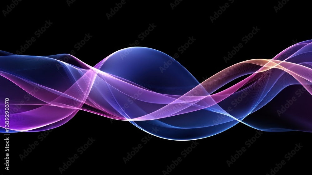 Wall mural abstract artistic image featuring flowing colorful shapes against a black background