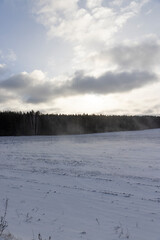 field with snow after a snowfall, an agricultural field in winter