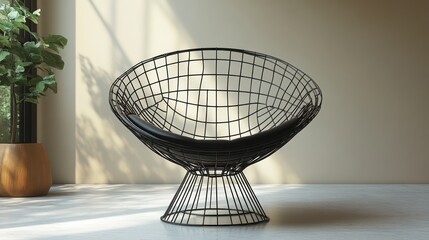 Elegant Black Wire Chair Design in Minimalist Room