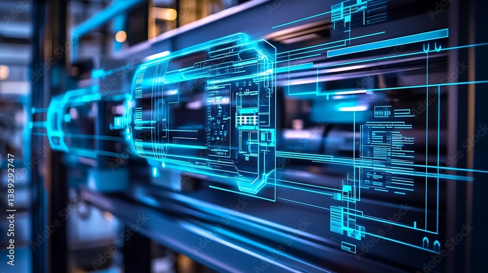 Poster Advanced digital system illustrating automation features and data processing insights : Generative AI