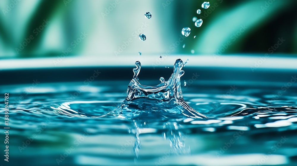 Aufkleber stunning capture of water splash with droplets in a beautiful clear basin showcasing movement and na