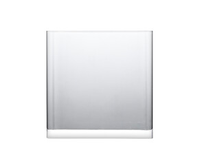 Transparent cube acrylic isolated on white background, Front view
