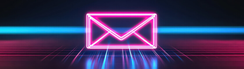 glowing envelope symbol with neon lines suggesting communication and technology