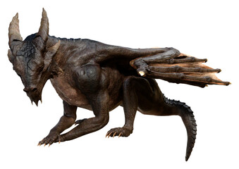 3D Rendering Fairy Tale Dragon on White