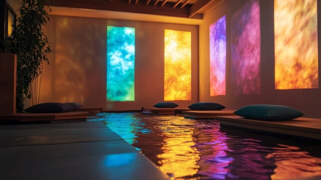 Colorful Energy Radiates During a Pranic Healing Session in a Serene Healing Space