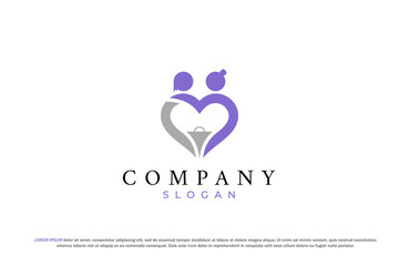 Elderly Couple Heart Logo shopping bag store shop logo