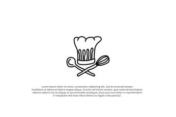 hand drawn chef hat with crossed spoon and whisk