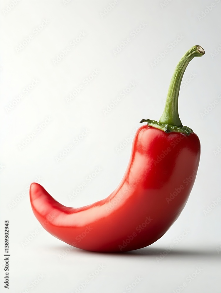 Aufkleber glossy red chili pepper with a smooth curved shape captured in a stunning minimalist style : generat