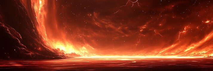 Naklejka premium Dramatic planetary fiery explosion, showcasing apocalyptic doom in space, use for sci-fi themes