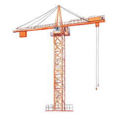Isolated orange crane on transparent background