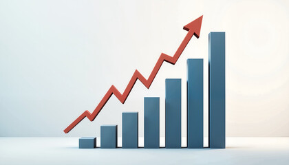 Bar chart with rising arrow, business growth concept