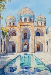 Fototapeta premium A beautiful watercolor depiction of a historical architectural building