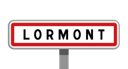 Panneau sur poteau central de ville de Lormont, Gironde