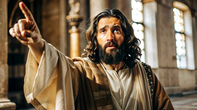 Jesus Christ teaching the Word of God while pointing 4K
