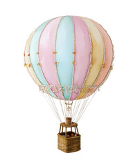 Fototapeta premium Pastel Watercolor Hot Air Balloon Illustration Vintage Style Romantic Air Travel