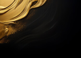 黒背景に金色のペイント　左上に金