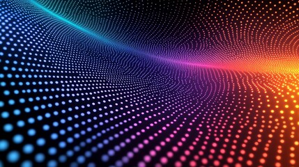 Abstract colorful glowing particle wave.