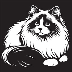 Black and White Ragdoll Cat Vector