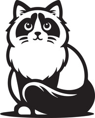 Black and White Ragdoll Cat Vector