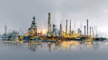 Obraz premium Artistic Representation of Future Industrial Landscape in Gigapixel Quality