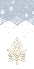 Winter wonderland golden tree scene against a snowy backdrop illustration