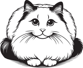 Black and White Ragdoll Cat Vector