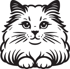 Black and White Ragdoll Cat Vector