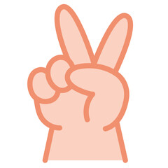 ASL Letter V Hand Sign – American Sign Language Icon in Flat Vector Style