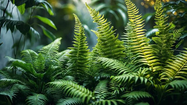 Green Sword Fern or Fishbone fern in a garden, Decoration leaf plant, Nature background_g_1_3_1.png