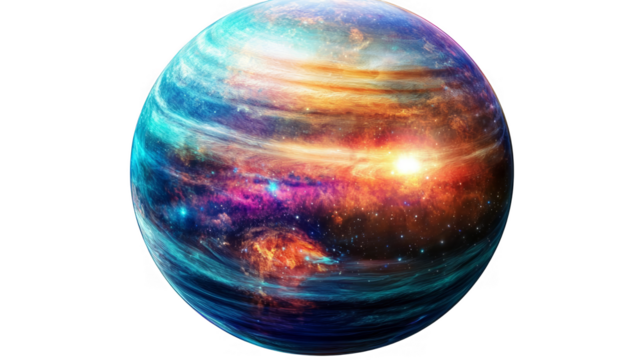 3D Rendered Abstract Illustration Of Glowing Planet In Space With Colorful Nebula Background