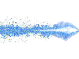 Abstract 3D Illustration Of A Blue Energy Spray Effect Isolated On Black