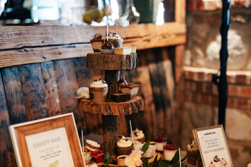 A sweet symphony of love. Cakes, treats, and the wedding cake itself tempt with beauty and flavor — a delicious celebration of the couple’s sweetest day