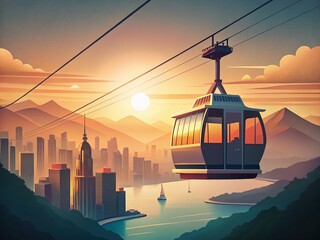 Hong Kong Ocean Park Cable Car Minimalist View - Scenic Ride Above the Sea