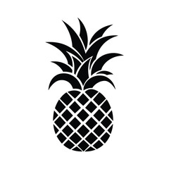 Fototapeta premium Pineapple pine black color silhouette clipart on a white background