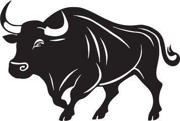 Fototapeta premium Stylized Powerful Bull Vector Silhouette Dynamic Stance Icon
