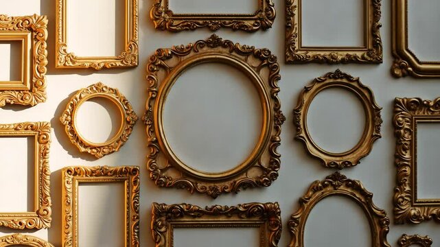 Set of golden wooden frames isolated on background_g_1_4_1.png