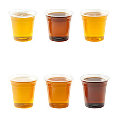  set of plastic cup of beer isolated on transparent background.PNG
