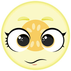 Funny round melon slice character with big eyes and cute facial expression, ideal for kids prints, summer designs, and healthy lifestyle visuals