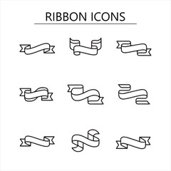 Minimalistic Ribbon Icons for Celebrations and Awards
