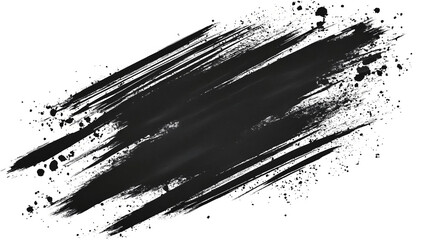 Abstract Black Brushstroke With Texture On Transparent Background Illustration