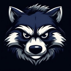 Fototapeta premium A fierce, stylized wolf head illustration with sharp features and bold colors, perfect for logos or gaming themes.