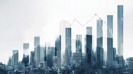 Abstract Double Exposure City Skyline with Overlay Effects