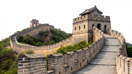 Great Wall of China Isolated on White Background
