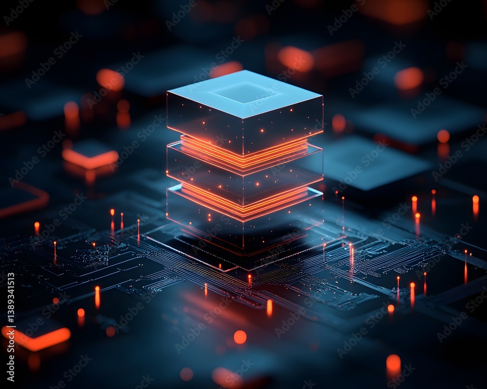Poster scalable ai environment with digital layers stacking infinitely, machine learning infrastructure pow