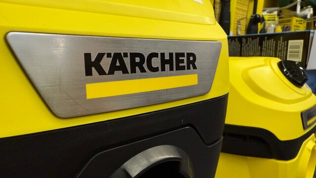 Close-up of a yellow Karcher power washer, ideal for spring cleaning and home maintenance, industrial cleaning equipment focus  7 april 2025, Szeget, Hungary