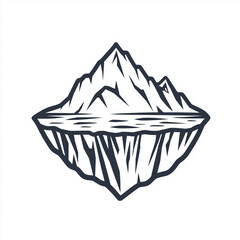 Ice Berg Up and Down Line Icon Isolated on White Background