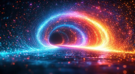 Obraz premium A colorful, glowing tunnel with a blue and red swirl