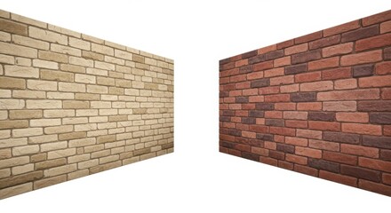 Brick Wall Textures: Beige and Red Brick Options - Two high-resolution images showcasing beige and red brick wall textures, ideal for construction, design, and architectural projects
