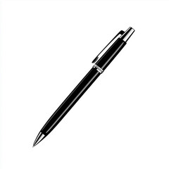 Black Pen Line Icon Isolated on White Background