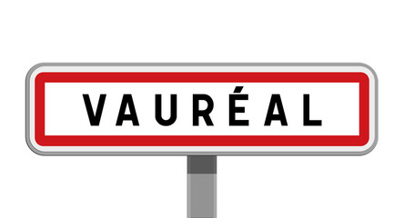 Panneau sur poteau central de ville de Vauréal, Val-d’Oise